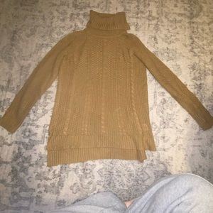 Olive brown chunky turtleneck sweater
